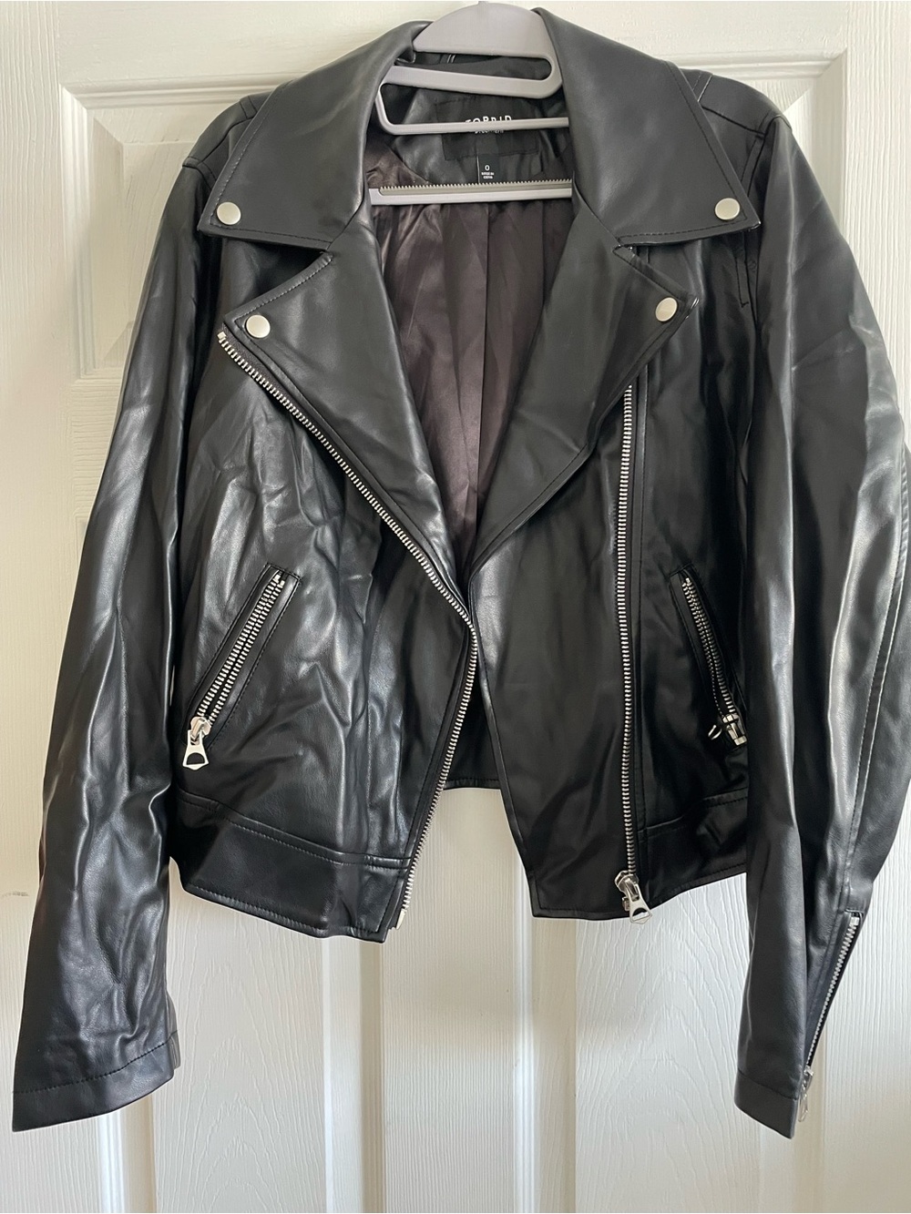 torrid Black Faux Leather Moto Jacket with Silver Hardware